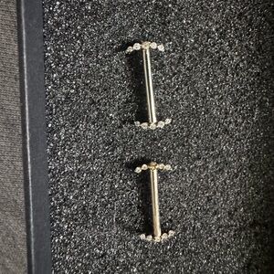 14k solid white gold genuine diamond climber nipple barbell body jewelry
